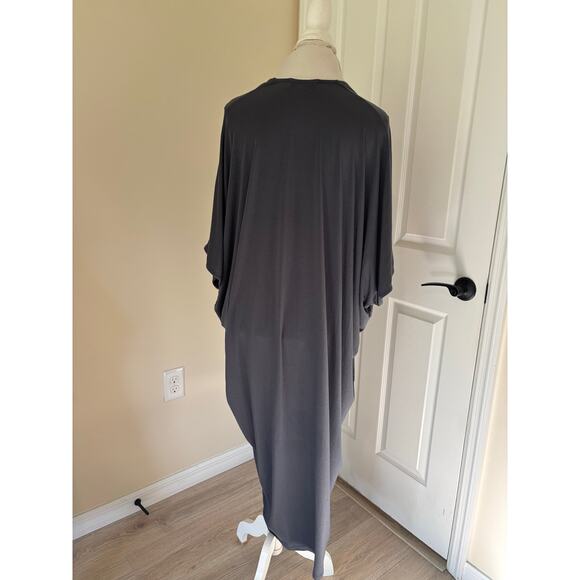 Barefoot Dreams Luxe Milk Jersey Caftan Grey/Graphite One Size - Picture 3 of 7